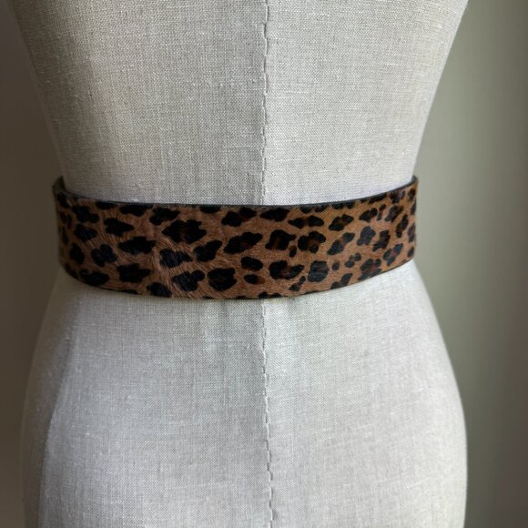 Banana Republic Leopard Print Haircalf Leather Wide Waist Belt - XS Made in USA - Picture 2 of 7
